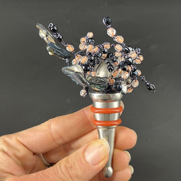 Beaded Glass Wine Bottle Stoppers with Tiny Wire Abstract Glass Beads Multicolor - Picture 1 of 11